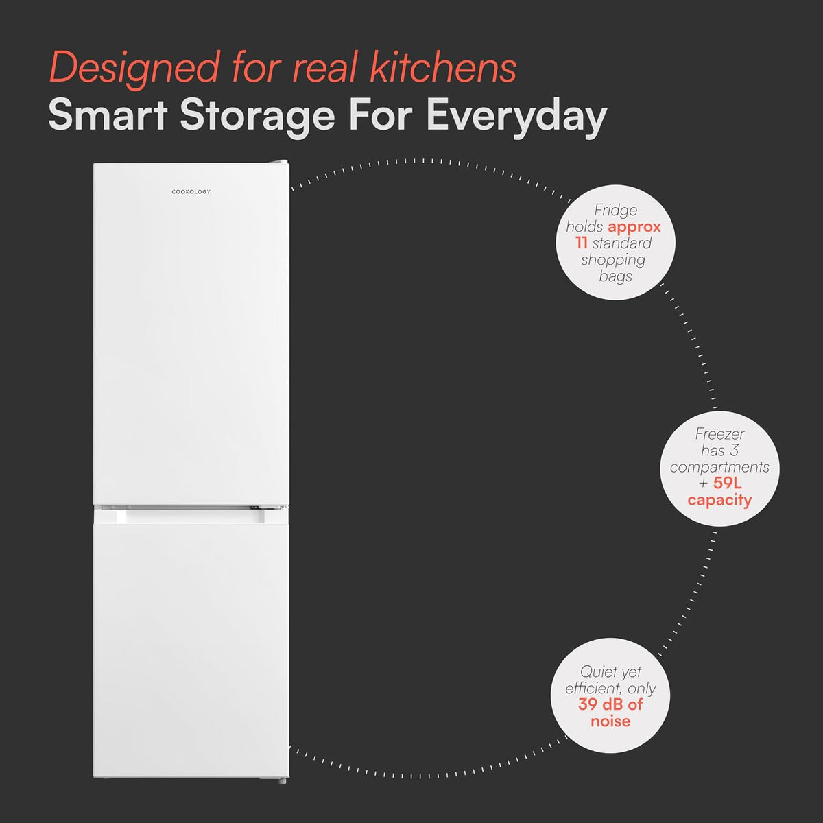Cookology 174L Freestanding Fridge Freezer - White