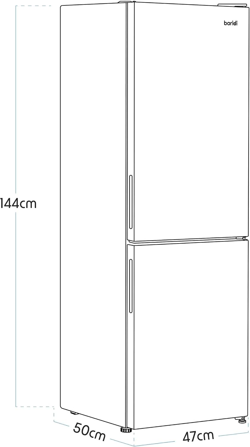 Baridi 47cm 60/40 Fridge Freezer with Adjustable Thermostat, 157L Capacity, White - DH252