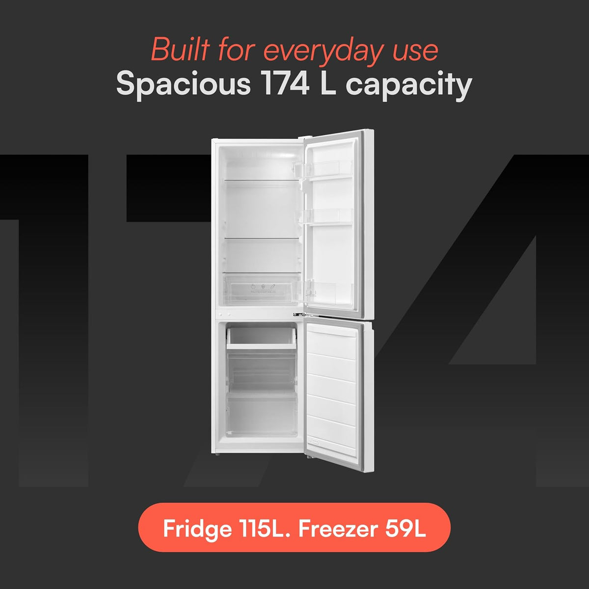 Cookology 174L Freestanding Fridge Freezer - White
