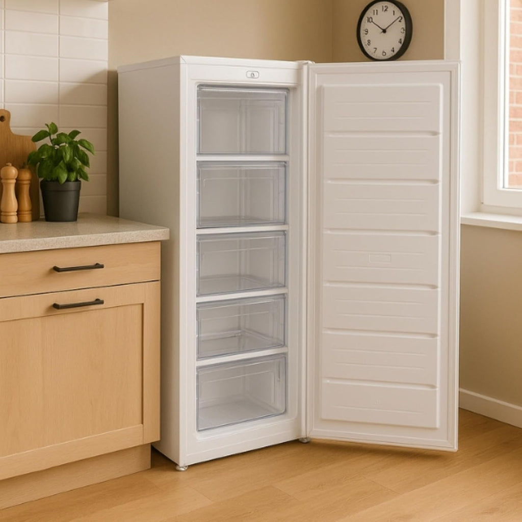 HYE Upright Freezer - 168L Capacity, 142.6cm Height, 54.5cm Height, White
