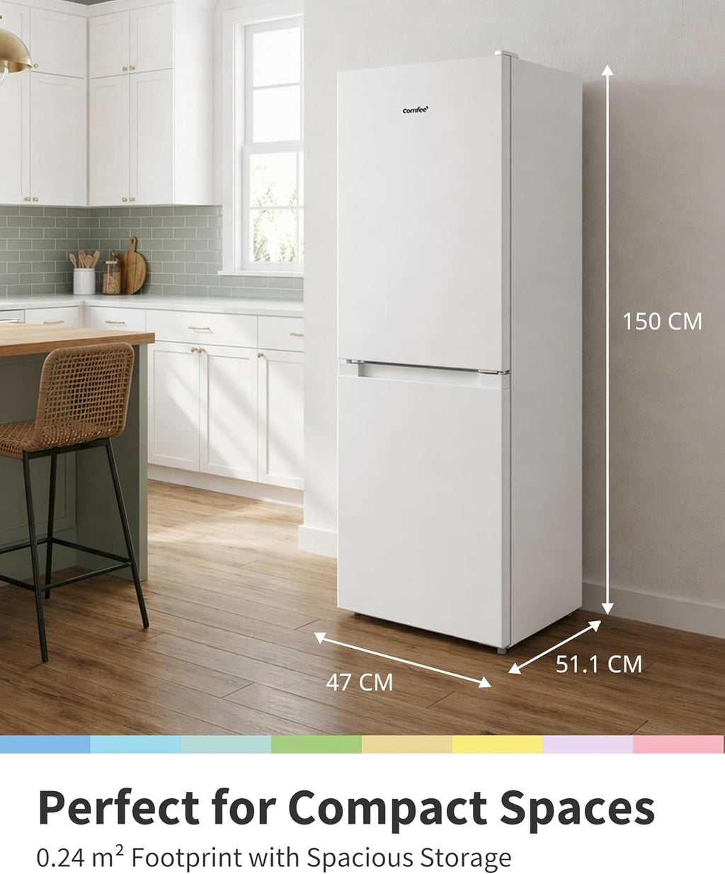 COMFEE' 174L Freestanding Fridge Freezer, Low Frost, RCB169WH2(E)