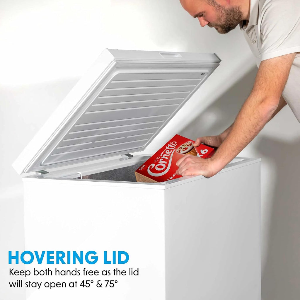 Baridi 142L Freestanding Chest Freezer with Adjustable Thermostat, White - DH120