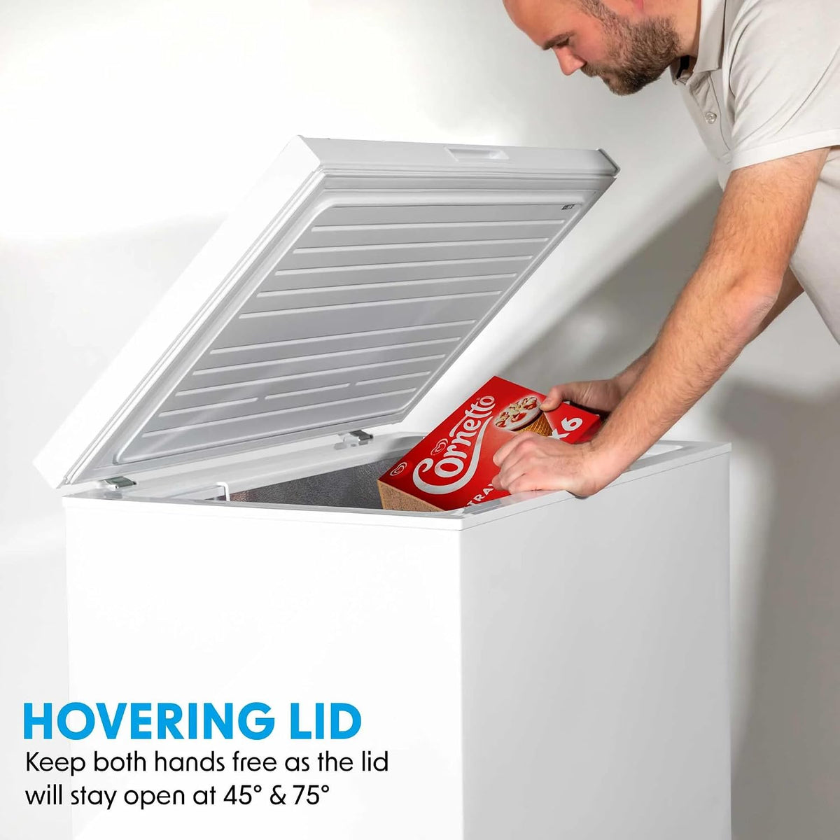 Baridi 142L Freestanding Chest Freezer with Adjustable Thermostat, White - DH120