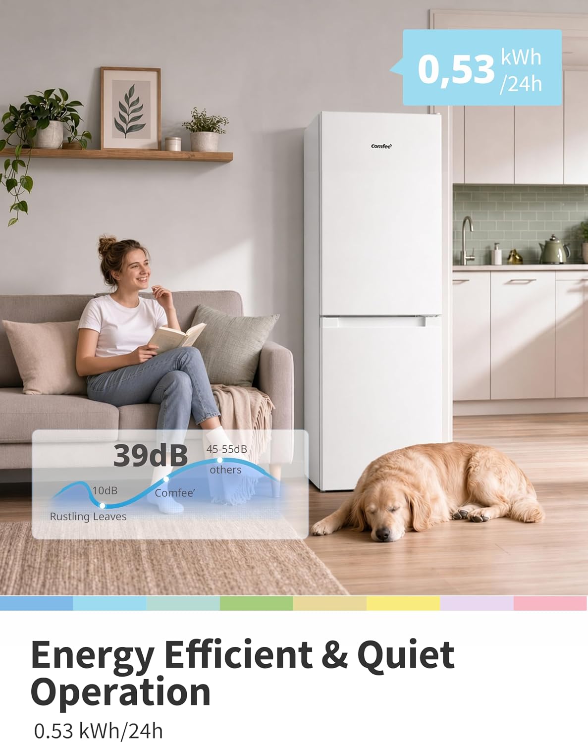 COMFEE' 174L Freestanding Fridge Freezer, Low Frost, RCB169WH2(E)
