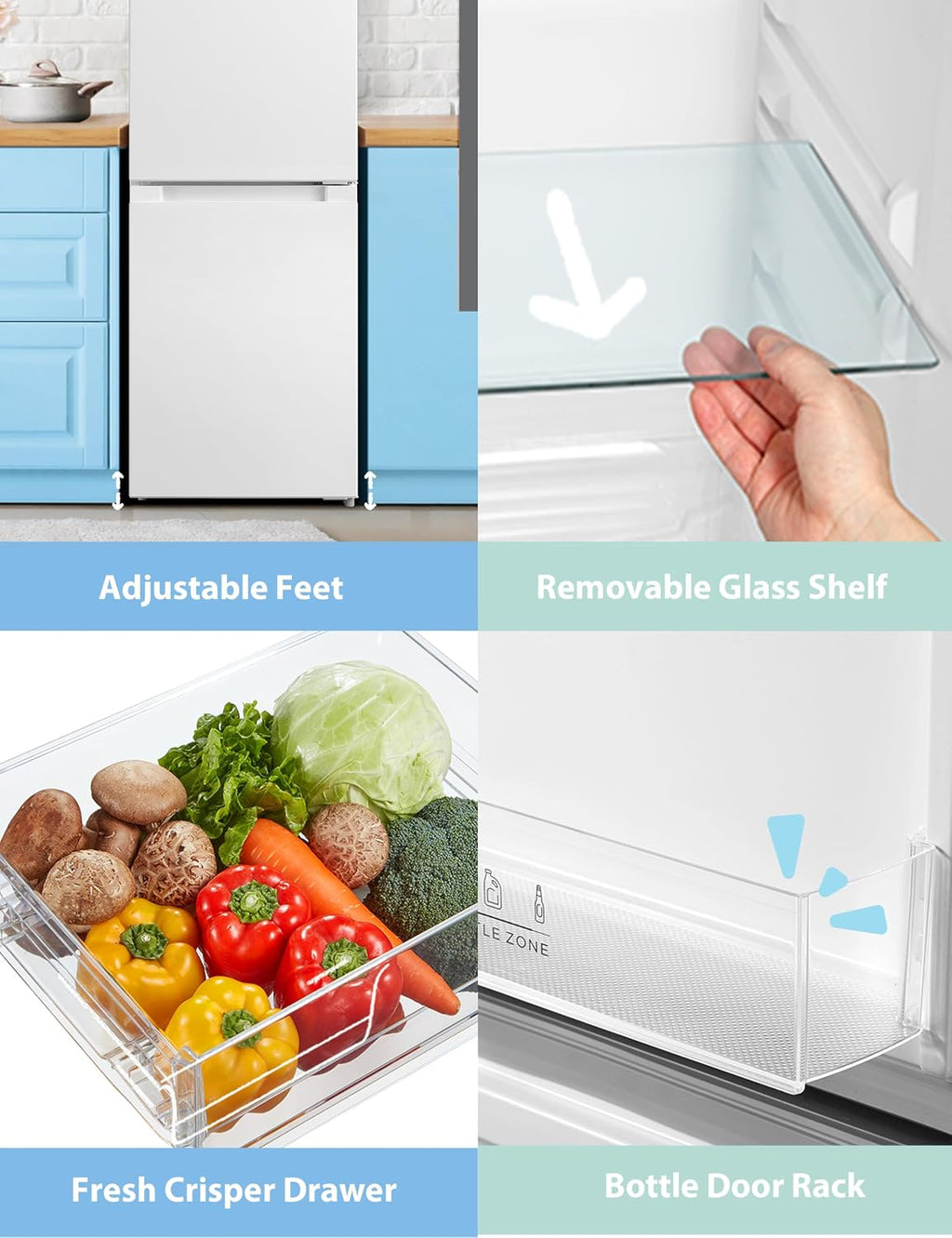 COMFEE' 174L Freestanding Fridge Freezer, Low Frost, RCB169WH2(E)