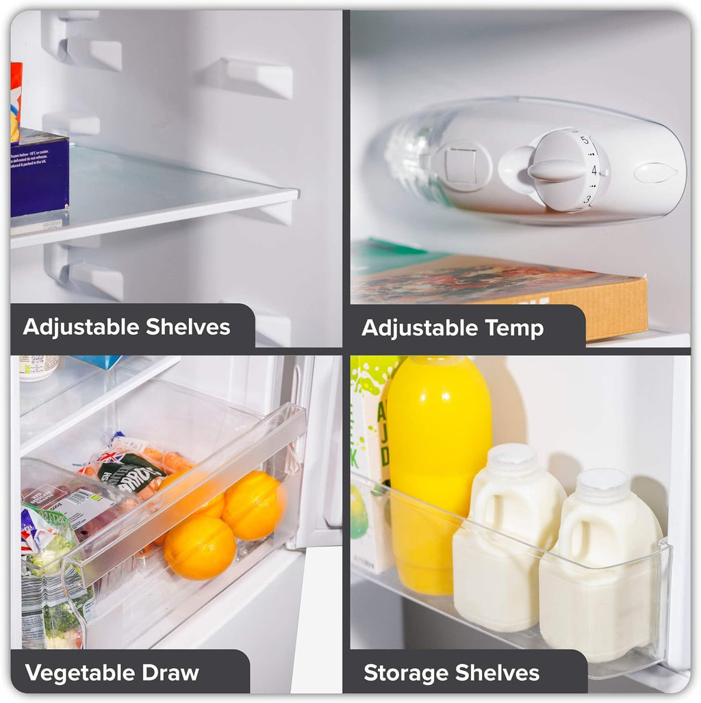 Baridi 47cm 60/40 Fridge Freezer with Adjustable Thermostat, 157L Capacity, White - DH252