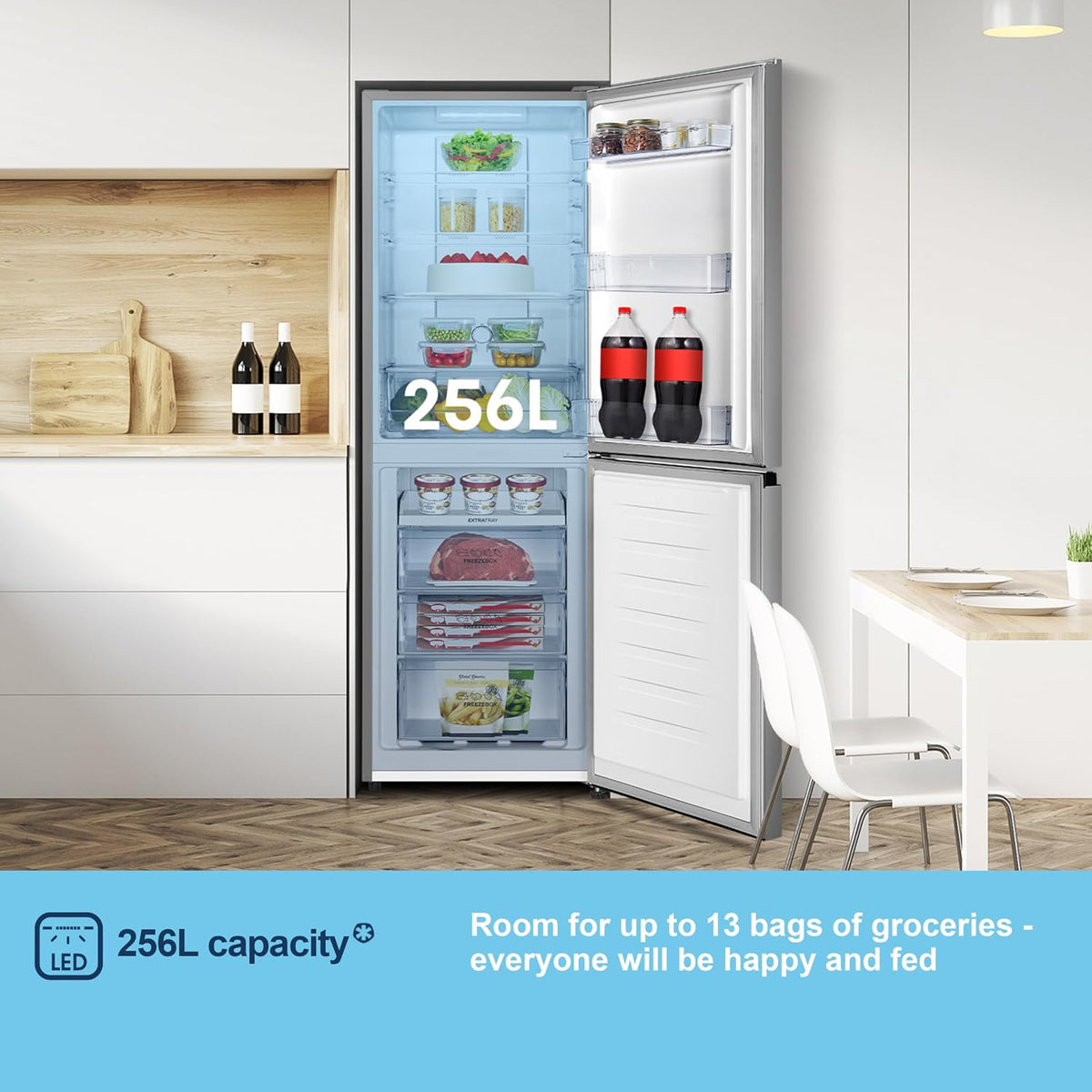 Fridgemaster MC55251DS 182cm 50/50 No Frost Fridge Freezer - Silver - D Rated