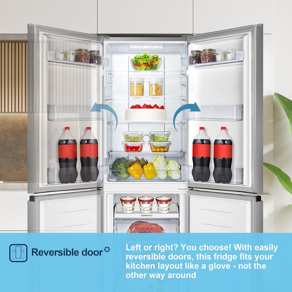Fridgemaster MC55251DS 182cm 50/50 No Frost Fridge Freezer - Silver - D Rated